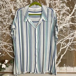 Avenue 30/32W shades of blue stripes Blouse